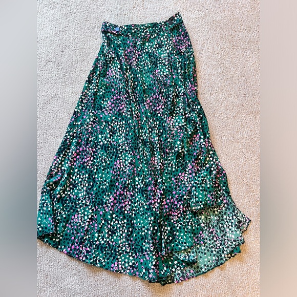 TopShop Green Painted Spot Pleat Midi Skirt US4 UK8 - Picture 13 of 13